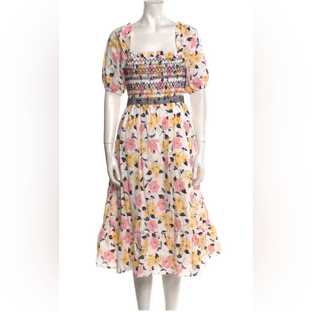 NWT Kate Spade lily blooms smocked midi dress.